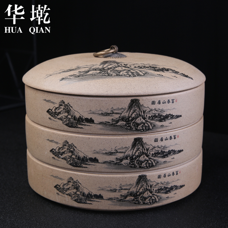 Shadow enjoy pu 'er tea cake ceramic tea pot store tea box of multilayer large store receives seven best cake store content box of H