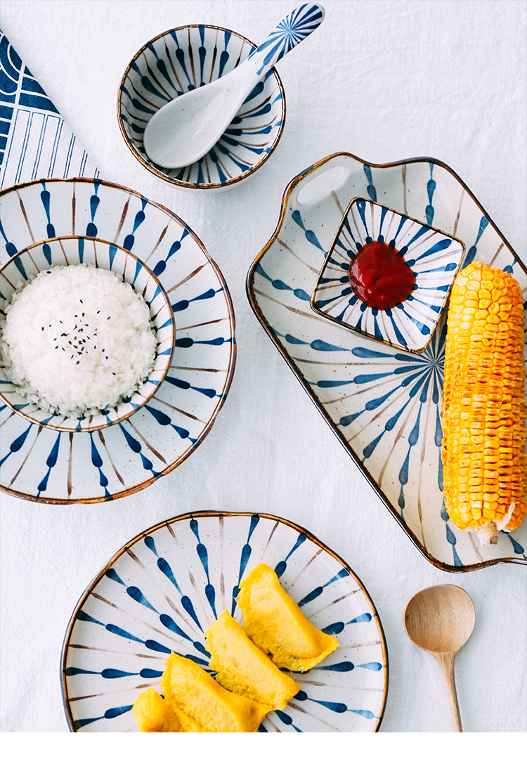 Japanese style restoring ancient ways under glaze color porcelain household utensils 0 bowl dish dish soup bowl rainbow such always run the rice bowls