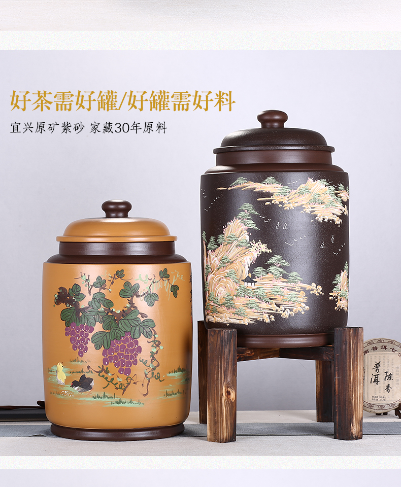 Shadow enjoy violet arenaceous caddy fixings large pure manual painting pu 'er tea pot large mud seal tea urn large capacity the the ZLS (central authority (central authority