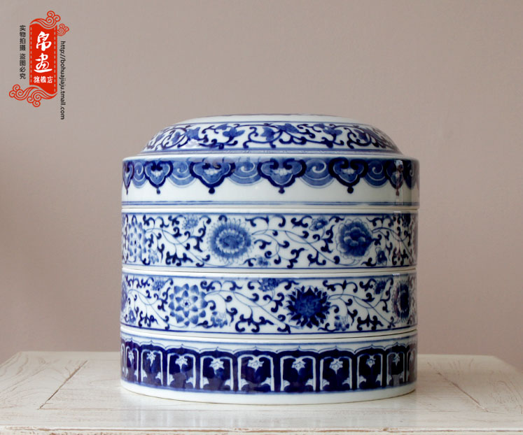 Shadow enjoy classical caddy fixings of blue and white porcelain painting | jingdezhen ceramics glaze color tea cake tin ceramic JH