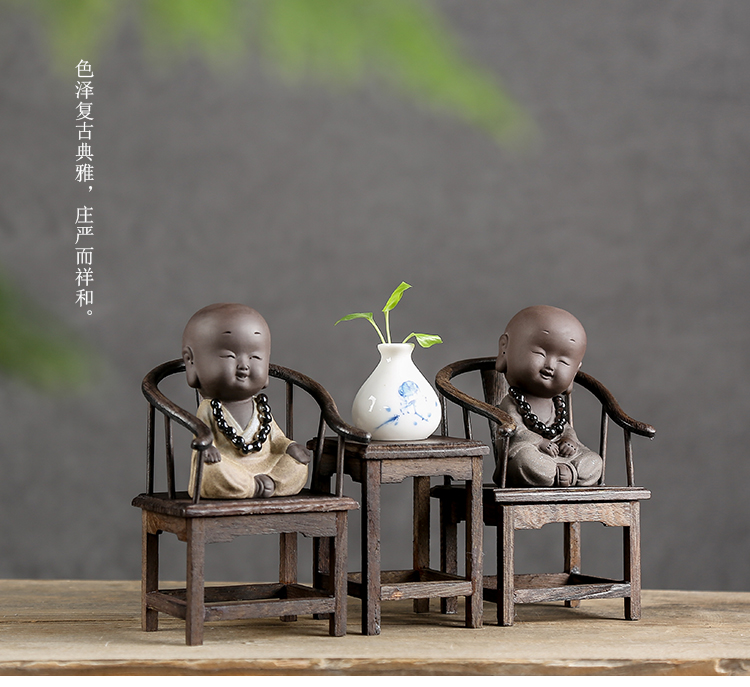 Shadow at zen tea pet furnishing articles boutique creative play purple sand monk tea to keep the little novice monk JT home decoration