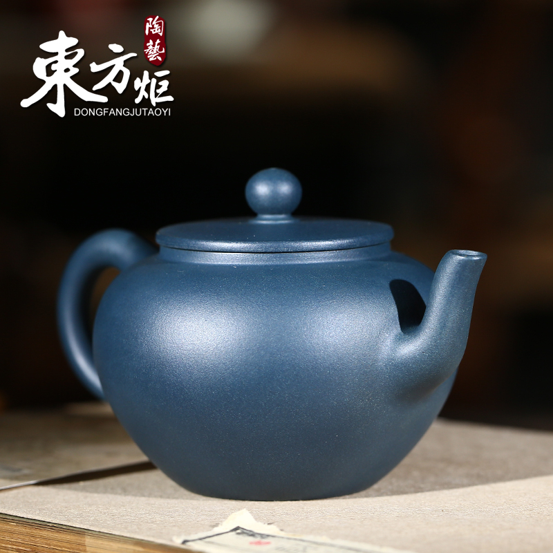 Shadow at yixing are it by the manual azure mud god DengHu pure teapot tea set DFJ