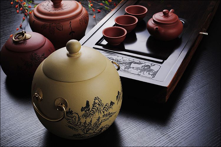 Shadow enjoy fine for violet arenaceous caddy fixings receives depicting black tea pu - erh tea pot JSBT tea urn large hand