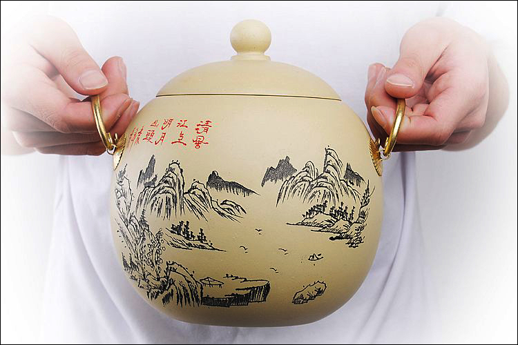 Shadow enjoy fine for violet arenaceous caddy fixings receives depicting black tea pu - erh tea pot JSBT tea urn large hand