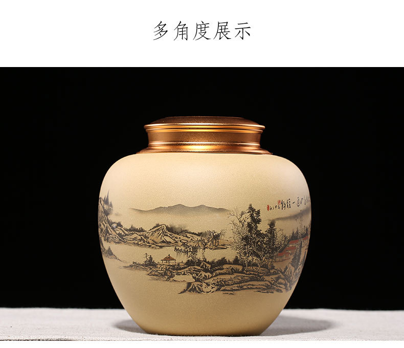 "Shadow enjoy" yixing purple sand tea pot undressed ore section of jiangshan picturesque manual ink painting gift of pu - erh tea pot