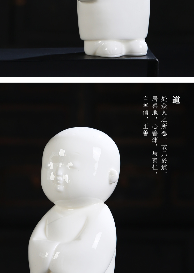 Shadow at dehua thin body white porcelain tea pet furnishing articles zen monk home decoration PCH white porcelain ceramic arts and crafts