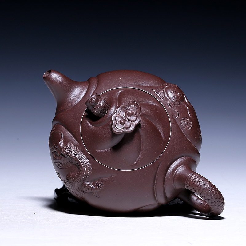 Shadow at yixing are it by pure manual collection class tea flower implement purple clay teapot GYT dragon fish