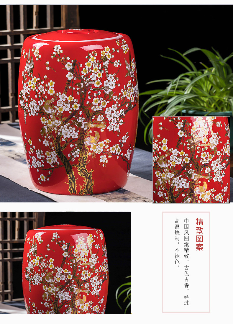 Jingdezhen ceramic barrel with cover household moistureproof insect - resistant seal storage bins 20 jins of rice storage tank 10 jins ricer box