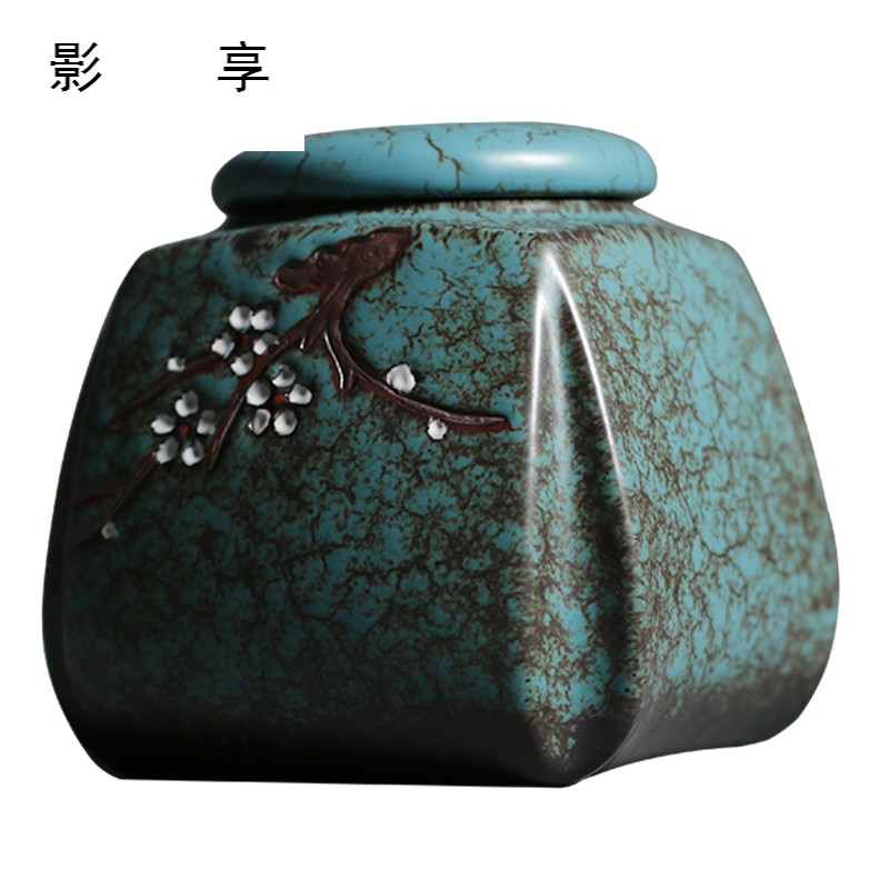 Shadow enjoy Japanese coarse pottery creative caddy fixings seal save manual anaglyph name plum wake receives retro up tea warehouse