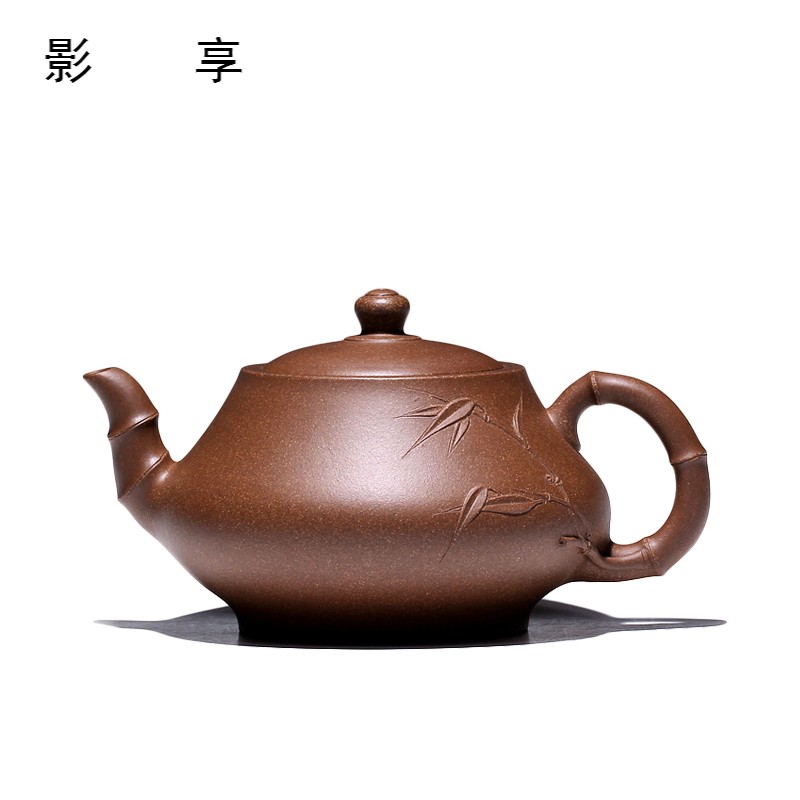 Yixing high shadow enjoy 】 【 famous xin - sheng li pure manual it the teapot old green bamboo drum 480 CCC