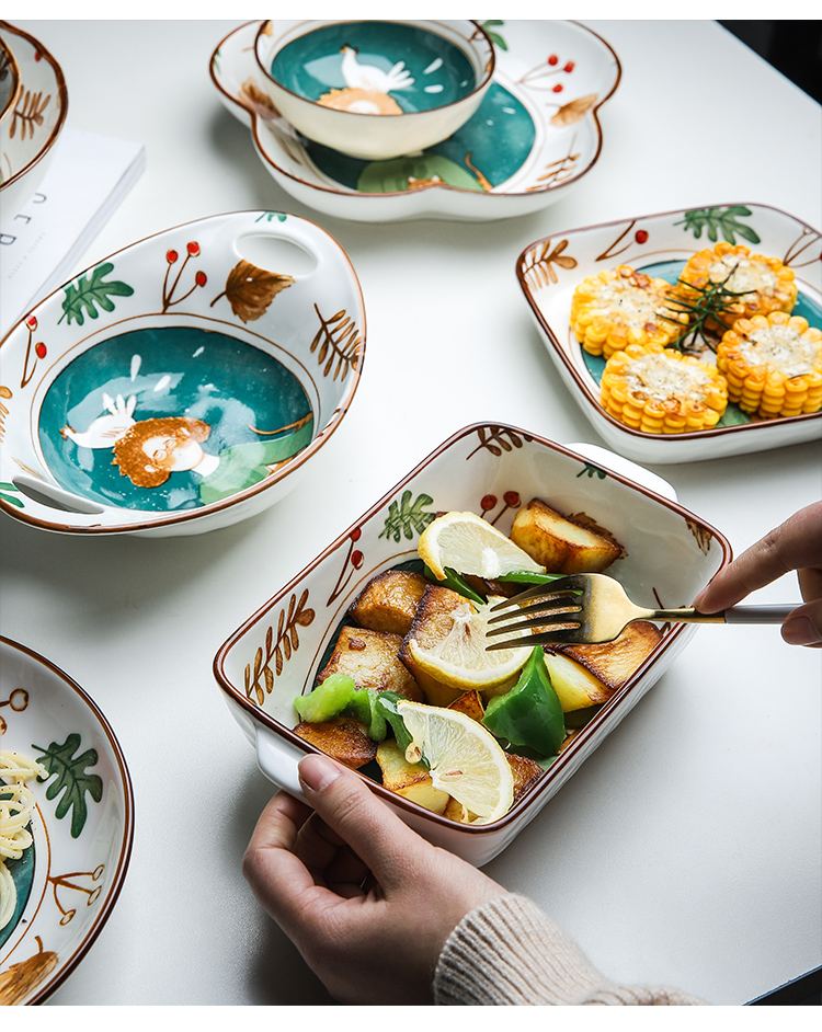 Creative express cartoon ceramic tableware suit rice bowl lotus expressions using baking bowl of soup bowl the pattern of such use