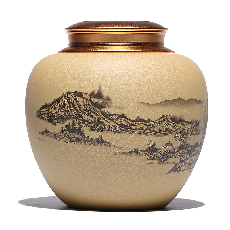 "Shadow enjoy" yixing purple sand tea pot undressed ore section of jiangshan picturesque manual ink painting gift of pu - erh tea pot