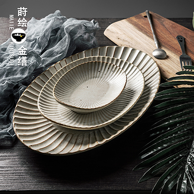 Japanese ceramics tableware creative plate oval plate character 0 to 14 inches large fish the retro home plate