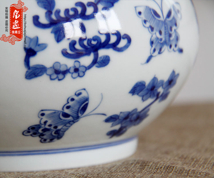 Shadow enjoy | manual blue and white porcelain of jingdezhen ceramics ceramic tea caddy fixings storage place porcelain JH