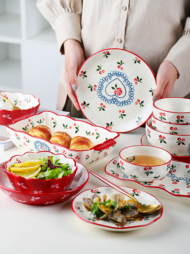 Ceramic cherry small bowl tea delicate small plate one lovely Japanese with suit with good - &