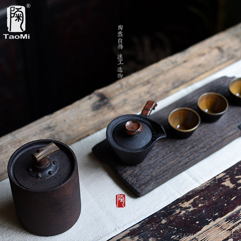 Shadow enjoy undressed ore clay rust glaze thick clay POTS dry storage tank is sealed as cans of tea accessories receive gift as cans