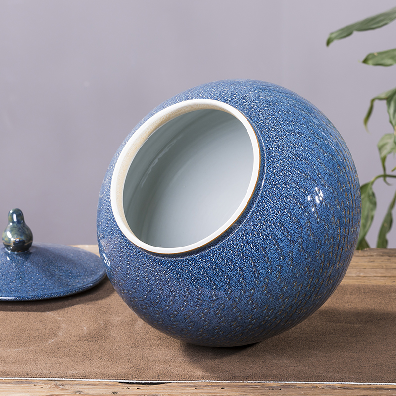 Jingdezhen ceramic barrel with cover seal storage tank household barrel kg30 20 jins of rice storage box