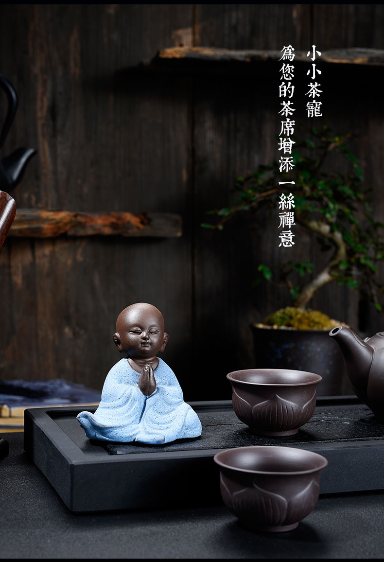 Shadow at small purple ceramic zen monk monk tea pet household act the role ofing is tasted furnishing articles play tea tea accessories JWG