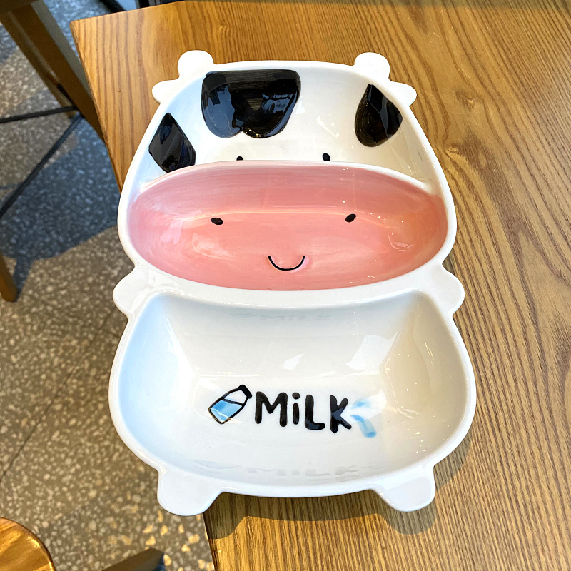 Express cartoon cow baby tableware ceramic plate domestic creative children rice dish plate frame plates for breakfast