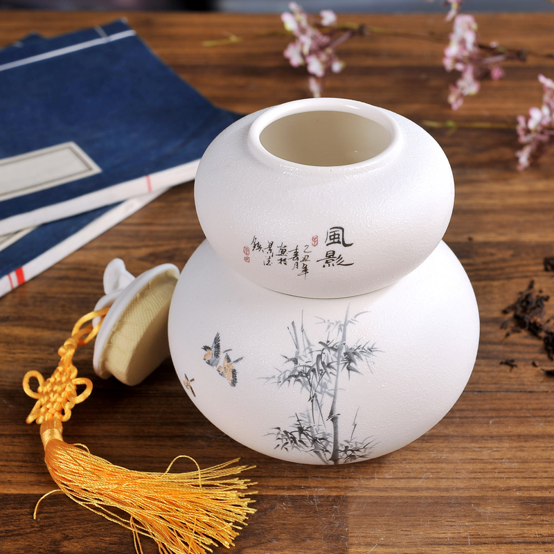 Jingdezhen ceramic pot POTS grind arenaceous caddy fixings tea tea tea box sealed jar double box