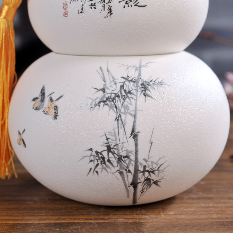 Jingdezhen ceramic pot POTS grind arenaceous caddy fixings tea tea tea box sealed jar double box