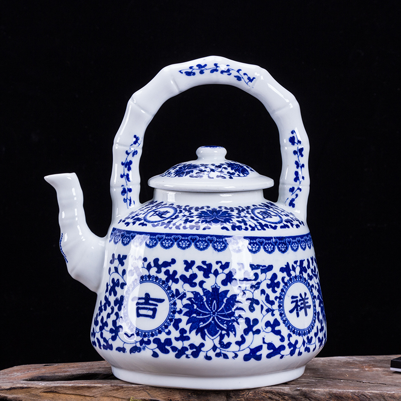 Ceramic cold heat kettle explosion - proof household contracted large capacity cool hotel restaurants with blue and white girder pot kettle
