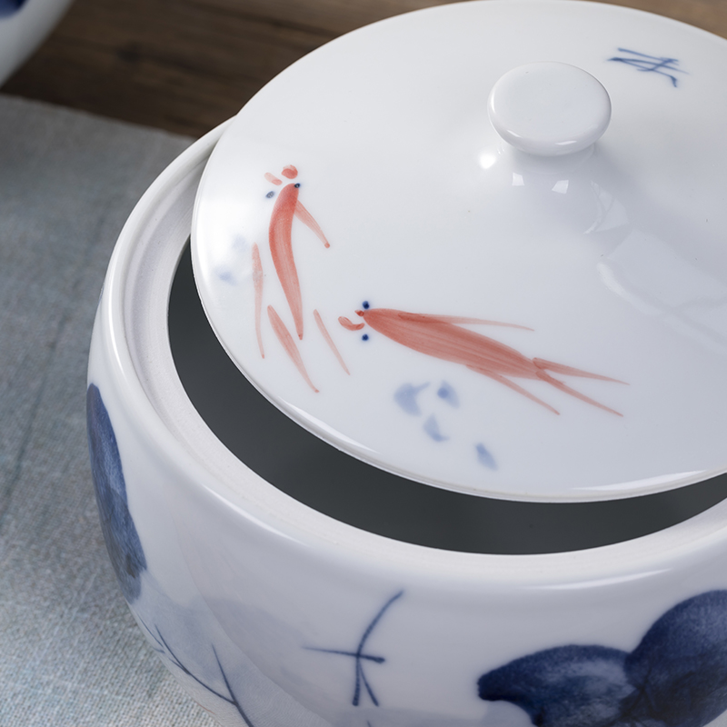 Jingdezhen ceramic tea pot home pu 'er tea pot of large storage POTS sealed seven loaves caddy fixings