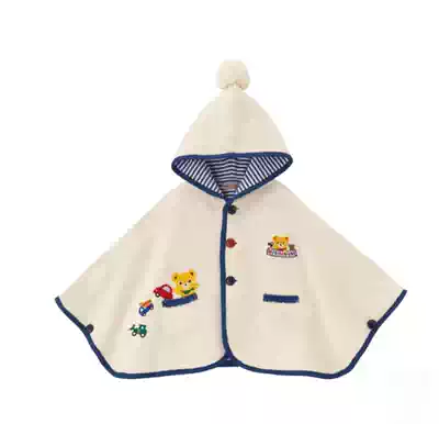 Export Japanese children's clothing baby spring hooded cloak windproof cartoon bear Cape out coat cotton
