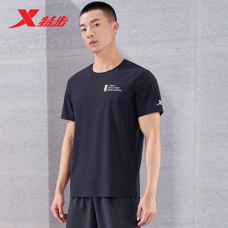 Xtep short-sleeved T-shirt men's 2022 summer new round neck comfortable running knitted sports top 978229010145