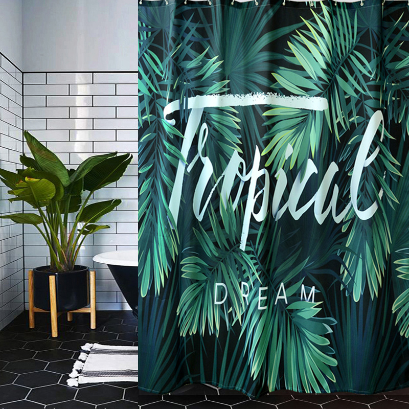 European shower curtain Waterproof curtain mildew proof shower curtain set Polyester thickened non-perforated bathroom curtain partition curtain