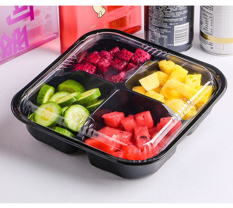 Good Fit Fruit Fishing Box Disposable Fruit Fresh Cut Box Plastic Transparent Salad Parquet Box Square