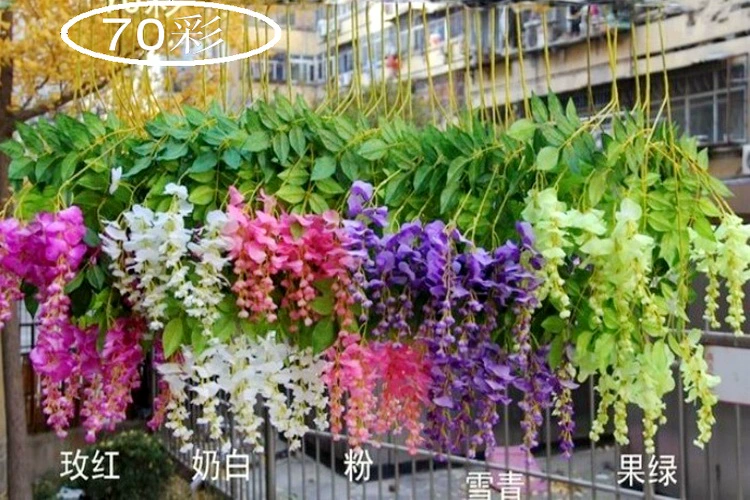 Mô phỏng Hoa Wisteria Bunch Douban Hoa Vine Violet Mây Mây Trang trí Faux Vine Wedding Green Plant Leaf Dragonfly Flower - Hoa nhân tạo / Cây / Trái cây bình hoa lựu giả