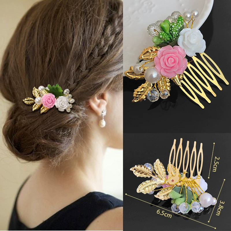 Cô dâu vương miện cưới tấm tóc trắng hoa bướm ngọc trai lưới kẹp tóc hoa tiên tóc phụ kiện tóc chải Hàn Quốc - Phụ kiện tóc dây cột tóc vải scrunchies