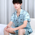 Mens mỏng ngắn tay lụa băng pajama thiết lập kích thước mùa hè tươi đơn giản lụa giản dị về nhà mặc hai mảnh bộ. 