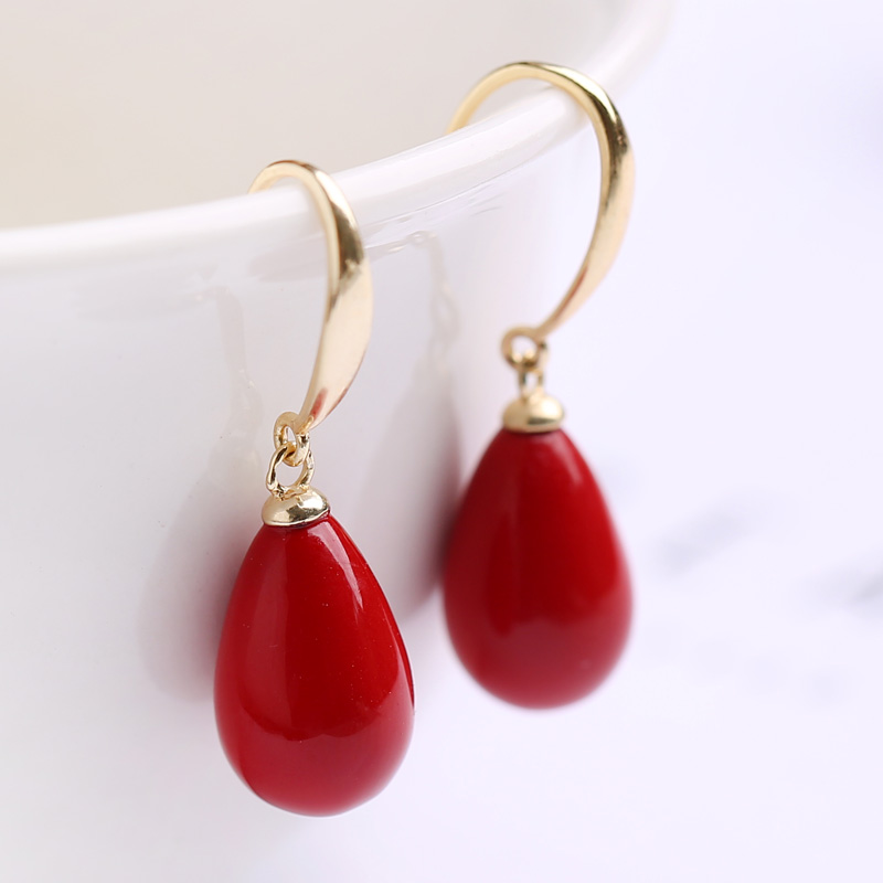 In 2022, new tide pure silver pearl earrings drop of large red ear hook temperament long female ear decoration