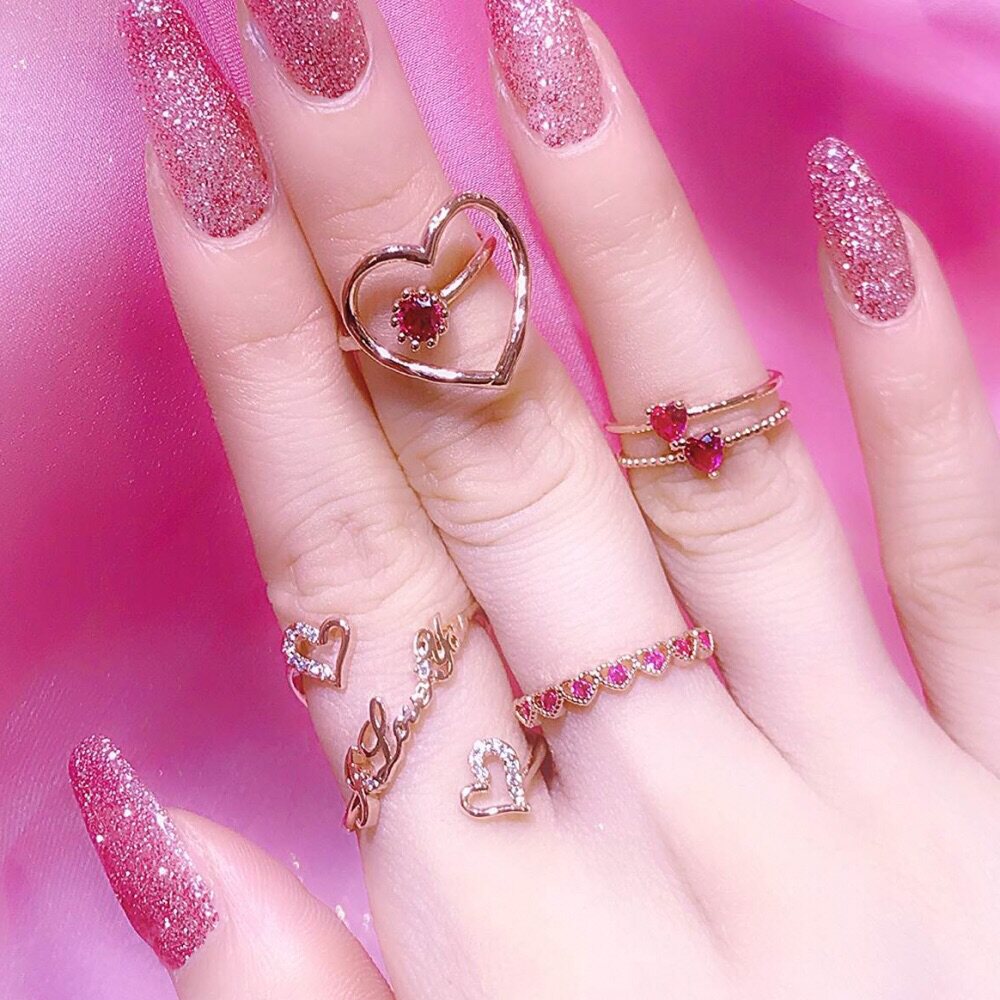 Bag Group Hair Yuka Japan Moca Red Gem Inlaid With Multiple Optional Day Series Of Delicate Rings