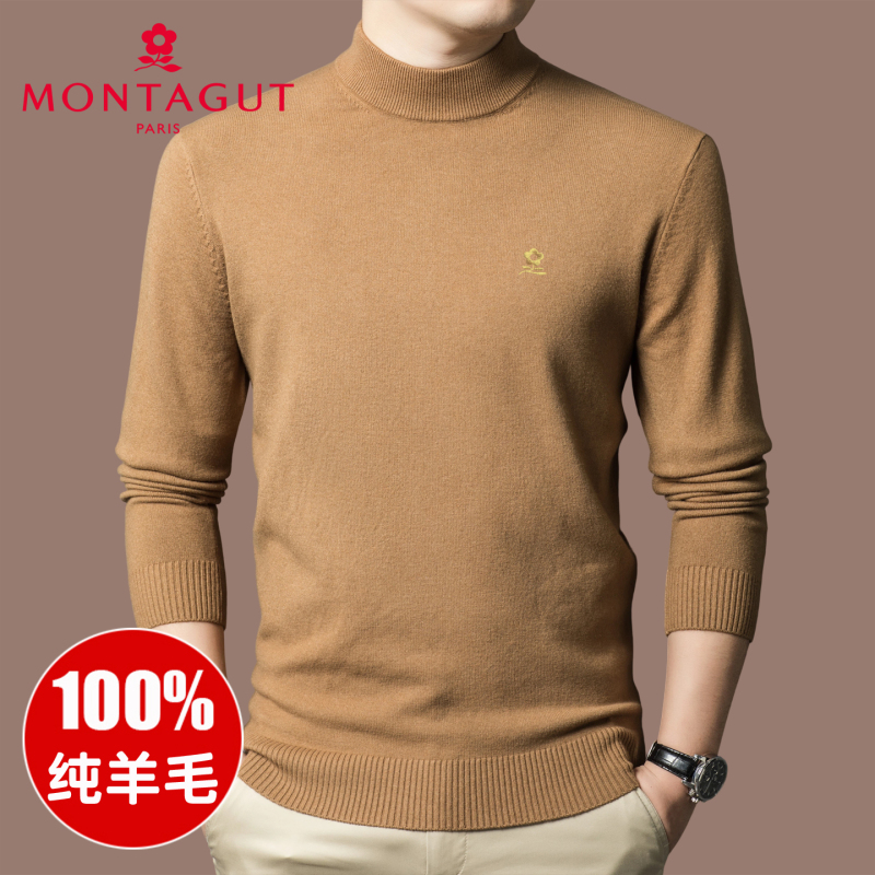 Montagut 100% Pure Wool Sweater for Men, Winter 2026 New High-End Thick Knitted Base Sweater, Cashmere Sweater Montagut 100% Pure Wool Sweater for Men, Winter 2026 New High-End Thick Knitted Base Sweater, Cashmere Sweater