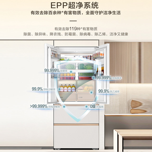 Haier 510-Liter French-Style Inverter Air-Cooled Refrigerator with Ice-Making Glass Panel Bcd-510Wghfd1Bxhu1