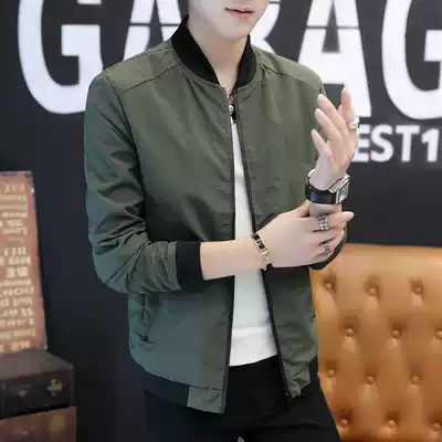 Pilot jacket men's spring and autumn clothing Korean version of the trend New handsome slim casual military green coat men