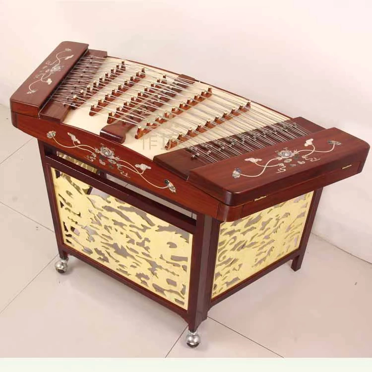 Chơi chuyên nghiệp 405 dulcimer Năm hàng gỗ hồng đỏ Yang Qin Quảng Đông năm thước mười nhạc cụ dulcimer Hengle - Nhạc cụ dân tộc