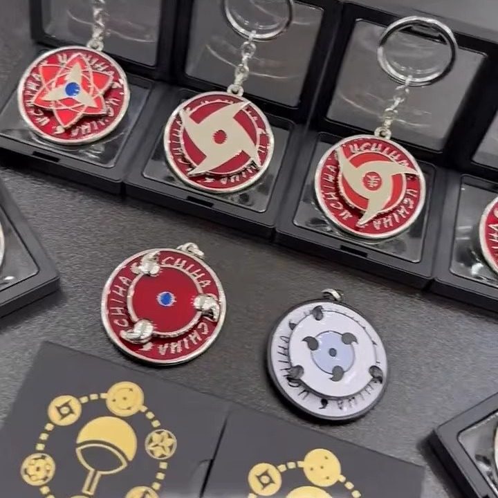 26 Types of Stress-Relief Kaleidoscope Rotating Sharingan Keychains, Metal Pendants, Bag Charms, Gift Box Included