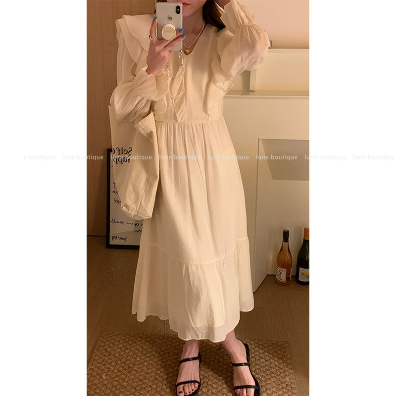 Lune Short Sleeve Ocean Dress Woman 2022 Spring Summer New Style Design Superior Sense Little Guy Hitchhiking Skirts