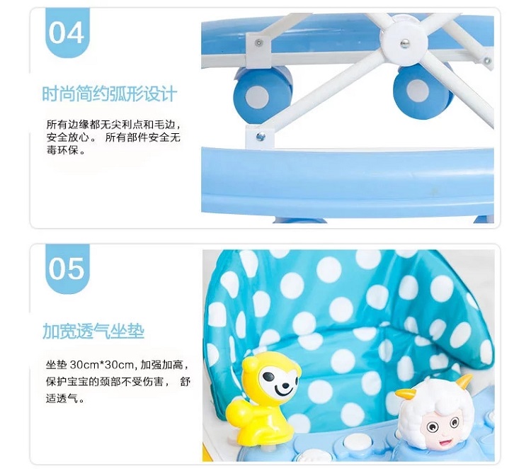 Baby Walker Xe đẩy Rollover đa chức năng Scooter Baby Walker 6 7-18 tháng có thể gập lại