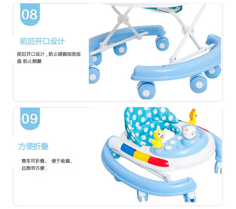 Baby Walker Xe đẩy Rollover đa chức năng Scooter Baby Walker 6 7-18 tháng có thể gập lại