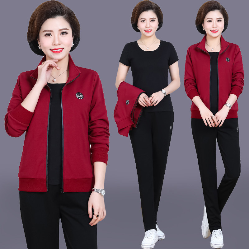 Mom spring coat 40-year-old 50-year-old female foreign style top 2019 new middle-aged sportswear suit spring and autumn
