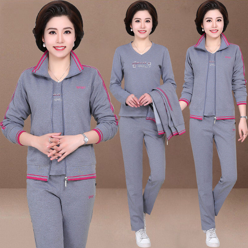 Mother Spring Clothing Jacket 40 Year 50 50 Middle Aged 2019 New Large Size Spring Autumn Blouse Mid-Aged Women's Sports Suit