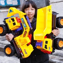 Childrens engineering car digging grip machine toy gift box Boy car model Inertial return suit digging rust stall car