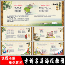 Ancient Poetry Title Wall Chart Classroom Corridor Placement Hung Painting Class Decorative Wall Appliquel Poster Stickers