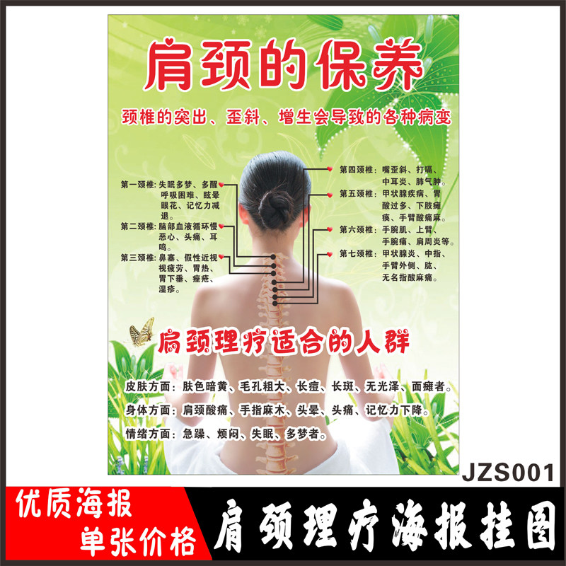 Chinese medicine culture health care shoulder and neck physiotherapy poster wall stickers vertebra related diseases wall chart hospital health promotion poster