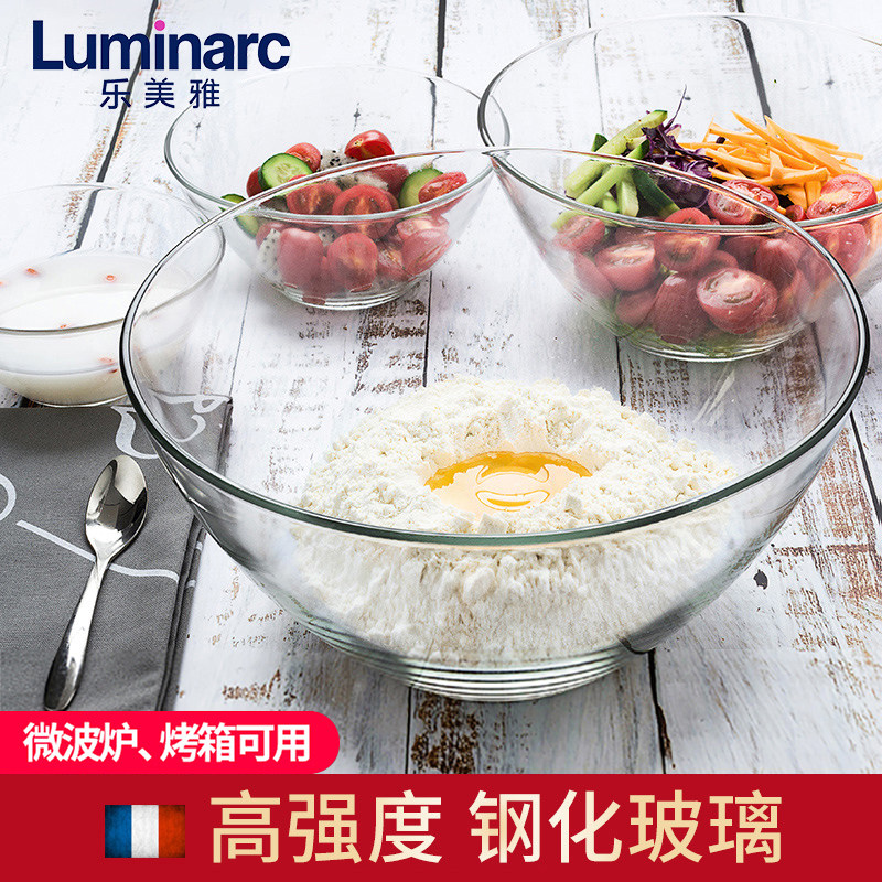 Lemeja Tempered Glass Bowl Home Heat Resistant Soup Bowl Fruit Salad Bowl Dinner Big Bowl and Egg Basin God